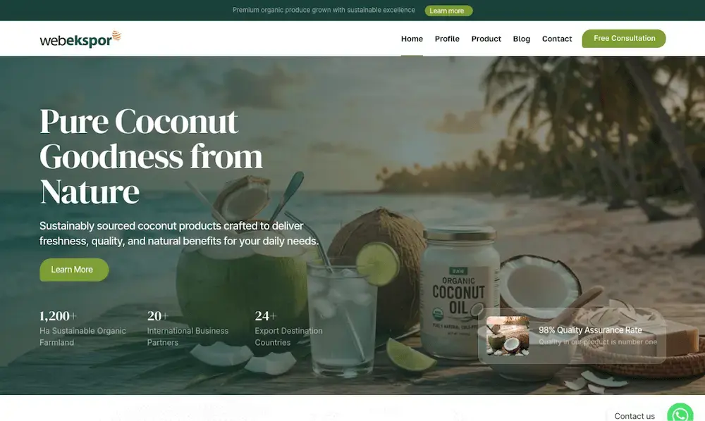 Template Coconut Export untuk eksportir Kelapa & Turunan