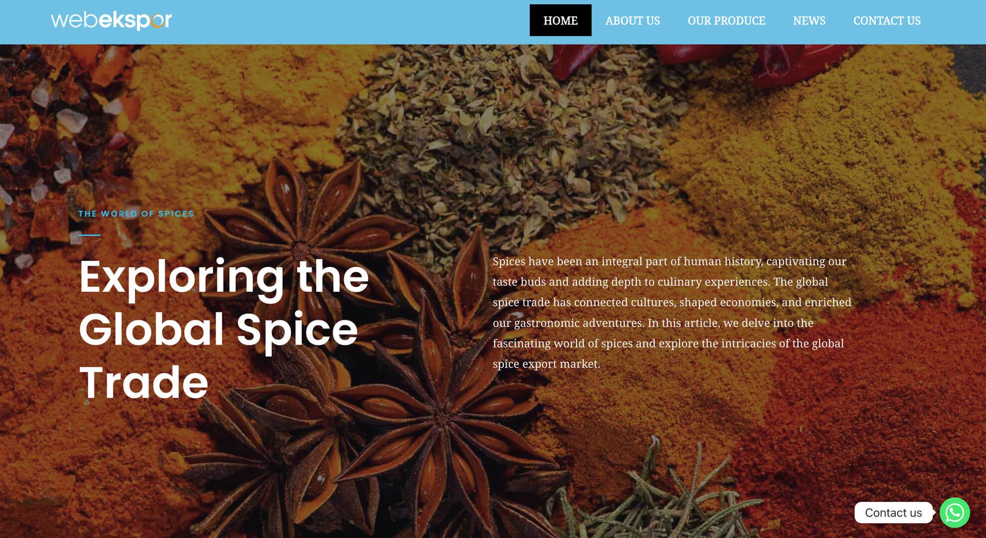 Template Indonesian Spices untuk eksportir Rempah & Atsiri