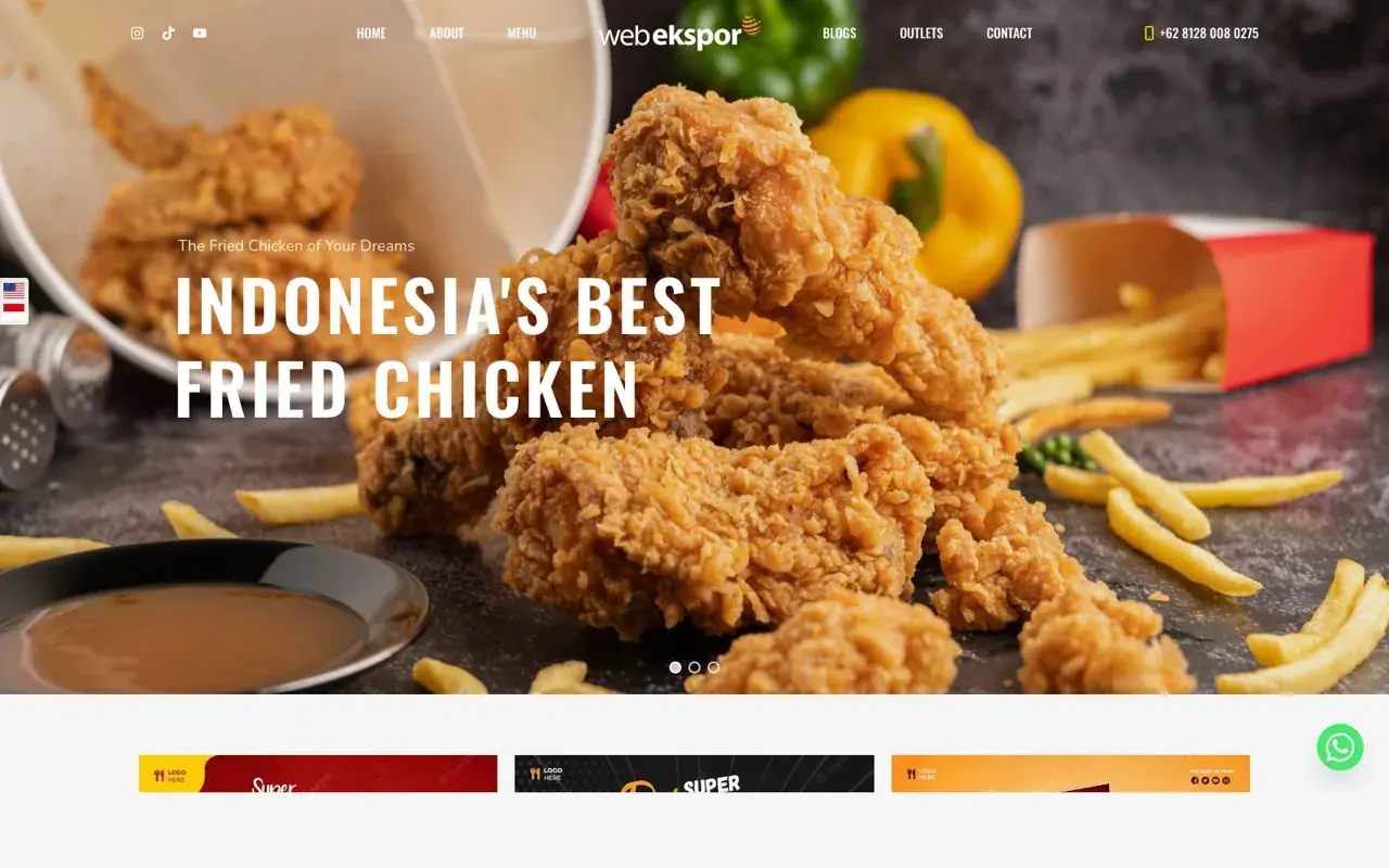 Template Fried Chicken Resto untuk website UMKM kategori Kuliner & Resto